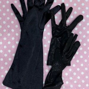2 pair vintage gloves - black sateen/sparkle